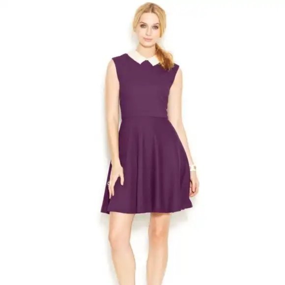 BETSEY JOHNSON Purple Pearl Collar Fit & Flare Dress - Picture 1 of 16